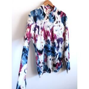 SANDRO PARIS Splatter Abstract Tie-Dye Button Down Shirt Farfetch L $410